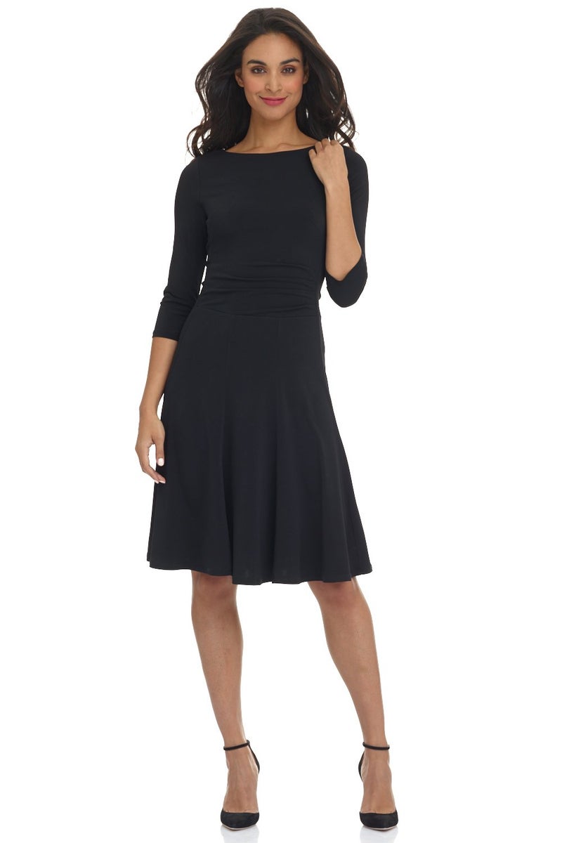 Rekucci Women's Flippy Fit N' Flare Dress with 3/4 Sleeves (4, Black) - Image 1