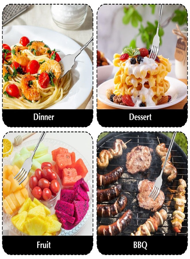 Tucnoeu 4 PCS Extendable Fork Set, Long Forks, Extended Stainless Steel Telescopic Forks for BBQ, Dinner, Dessert, Sausages, Hot Dogs, 9" to 25.2" Silver - Image 5