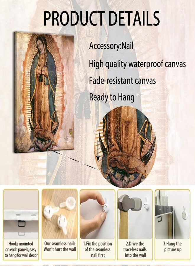 AKOTAC Mexico Our Lady of Guadalupe Portrait Canvas Wall Art Decor Religious Catholic Poster Prints Picture for Altar Living Room Bedroom Decoration,Lamina enmarcada de Nuestra Señora de Guadalupe - Image 2