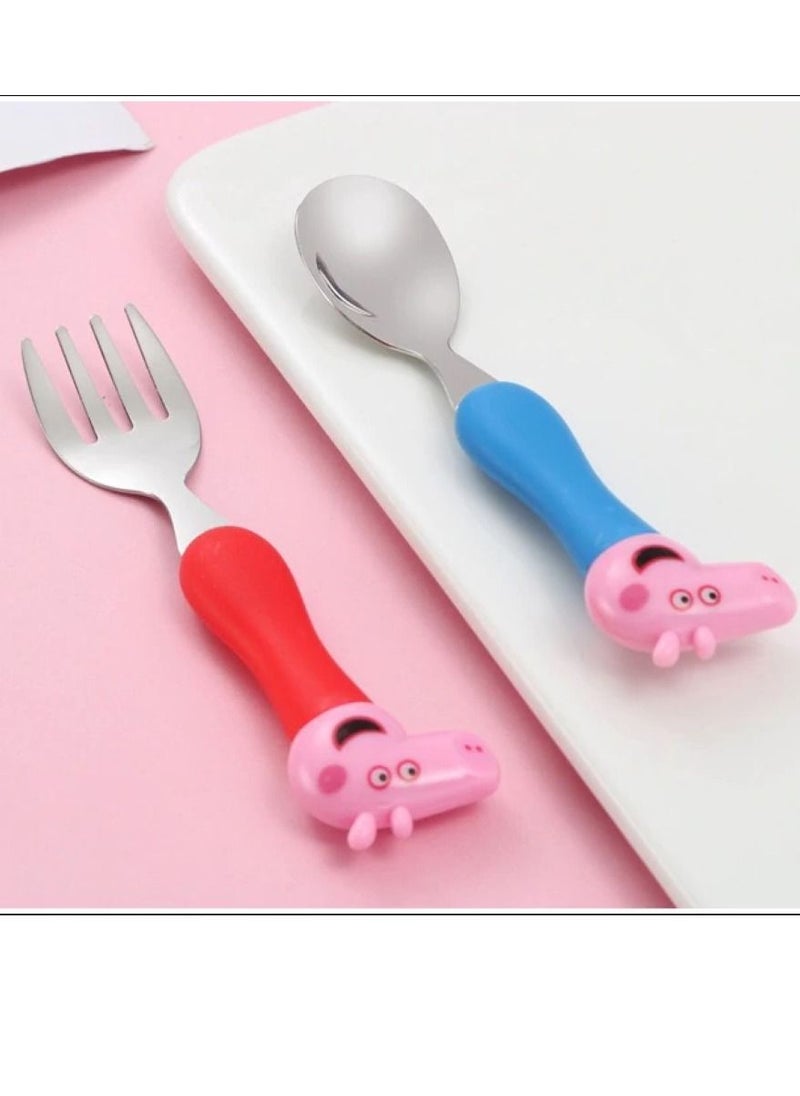 برين جيجلز - قهقهات الدماغ مجموعة أدوات المائدة Peppa Pig للأطفال 4 قطع - Image 1