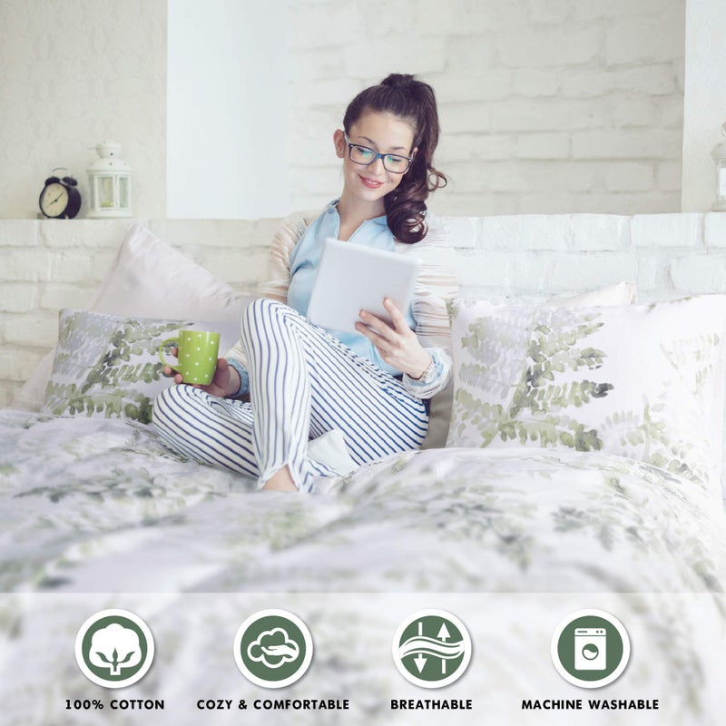 Intelligent Design Inspire by INTELLIGENT DESIGN Reversible 100% Cotton Sateen Duvet-Breathable Comforter Cover,Modern All Season Bedding Set with Sham(Insert Excluded),Judith,Palm Leaf GreenKing/Cal King(104"x90") - Image 4