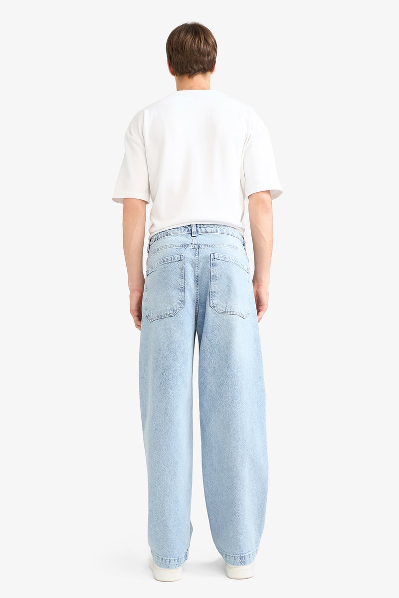 DeFacto Blue Man Barrel Fit Trousers Casual - Image 3