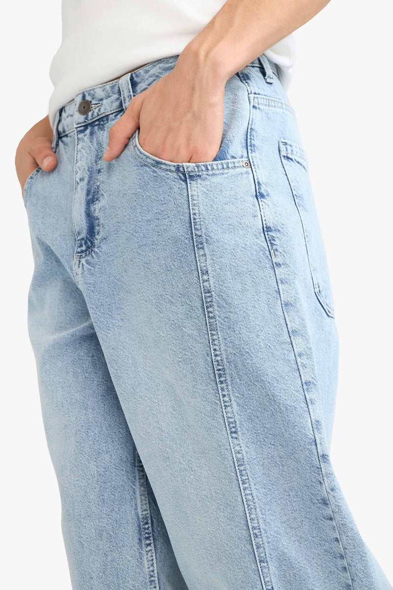 DeFacto Blue Man Barrel Fit Trousers Casual - Image 5