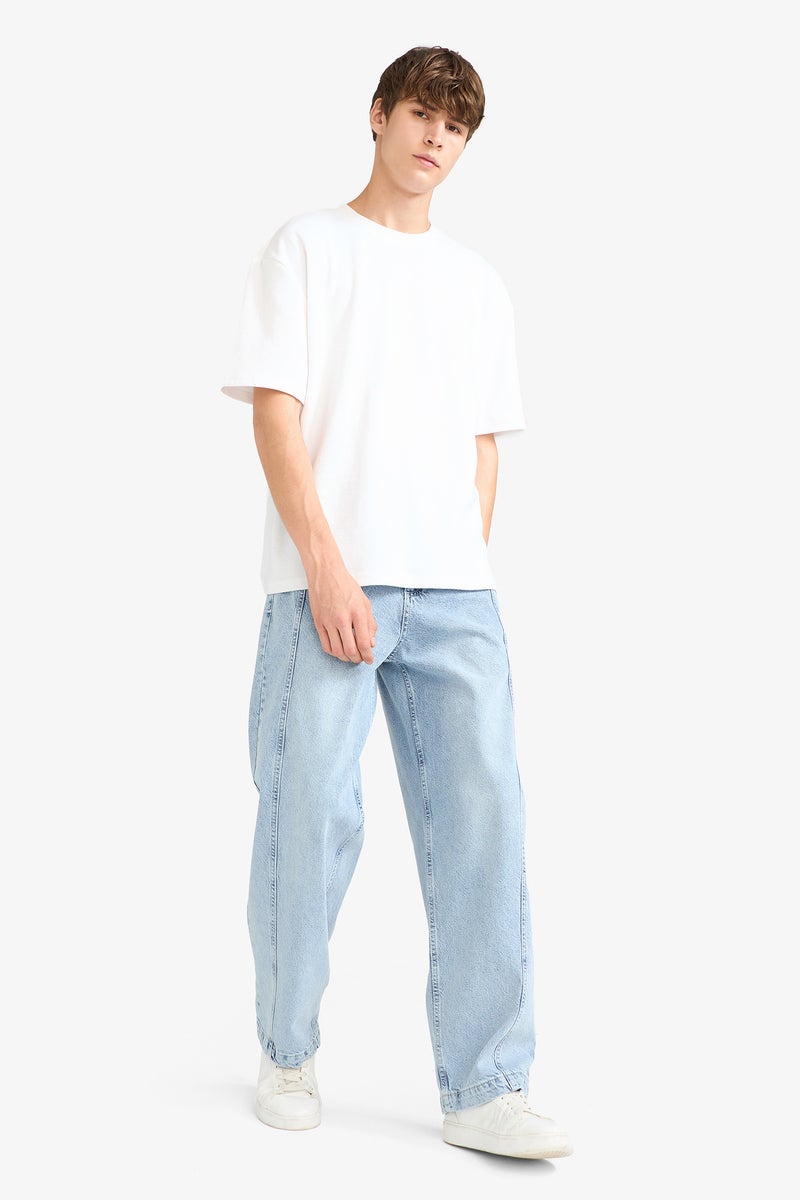DeFacto Blue Man Barrel Fit Trousers Casual - Image 2