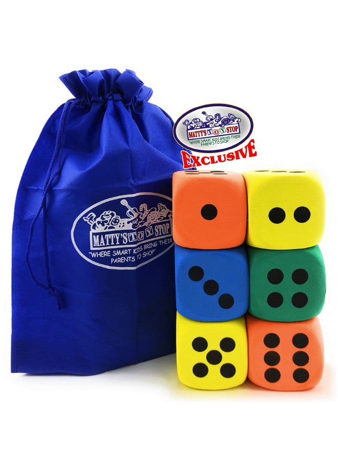 Matty's Toy Stop 5" Eva Foam Dice (Pack Of 6) With Bonus Matty'S Toy Stop Storage Bag - Image 2