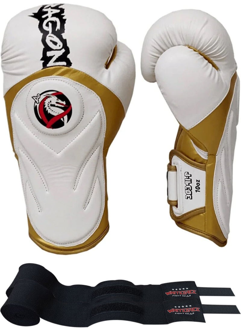 Dragon Tepito Boxing Gloves Muay Thai Kick Boxing Gloves and Whiteface Bandage Set of 2  - Image 1