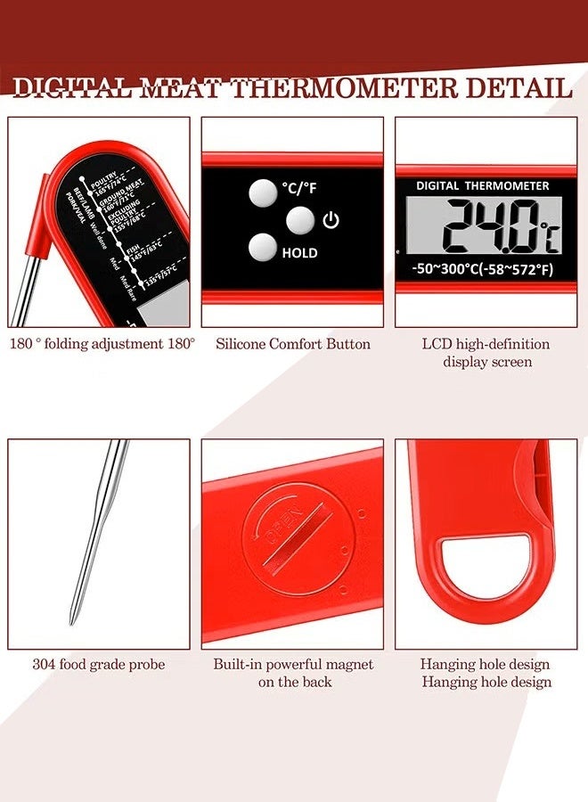 ميزان حرارة الطعام، ميزان حرارة رقمي للحوم، أدوات مطبخ، ميزان حرارة طعام مقاوم للماء وقراءة فورية للطهي والشواء، والحلوى، والقلي العميق، والشواء، والتخييم، ومستلزمات المطبخ - Image 5