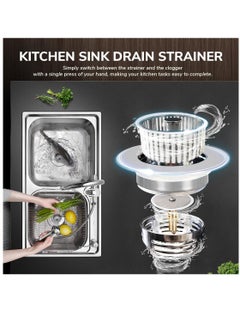 Excefore Upgraded 3-in-1 Kitchen Sink Strainer And Stopper, 304 Stainless Steel Pop-Up Sink Stopper with Fast Drainage, Anti-Clogging Basket Filter, Odor & Insect Blocking for US Standard 3-1/2 Inch Drain  - Image 2