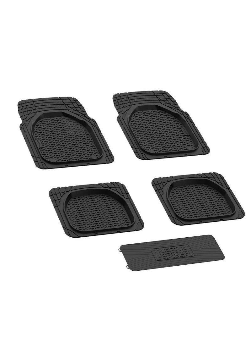 CGS Universal 5-Piece Rubber Car Floor Mats Set – Heavy Duty, Waterproof, Anti-Slip All-Weather Car Mats - Image 1