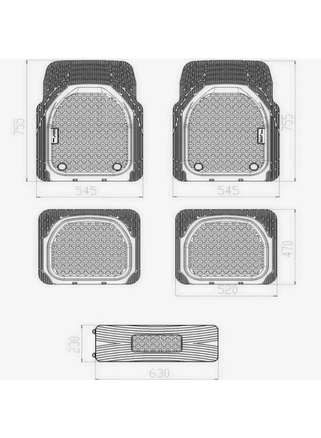 CGS Universal 5-Piece Rubber Car Floor Mats Set – Heavy Duty, Waterproof, Anti-Slip All-Weather Car Mats - Image 3