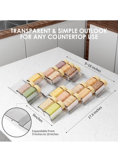 Generic Spice Drawer Rack, 4 Tier - 2 Set (8 Pcs) Expandable From 9" to 18" Clear Acrylic Seasoning Jars Drawers Organizer, Spice Drawer Insert, Kitchen Spice Rack Tray for Drawer/Countertop  - Image 4