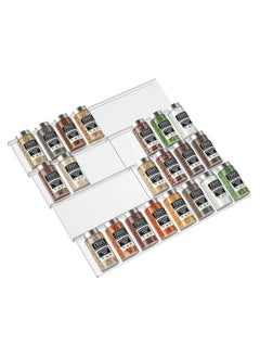 Generic Spice Drawer Rack, 4 Tier - 2 Set (8 Pcs) Expandable From 9" to 18" Clear Acrylic Seasoning Jars Drawers Organizer, Spice Drawer Insert, Kitchen Spice Rack Tray for Drawer/Countertop  - Image 1