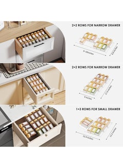 Generic Spice Drawer Rack, 4 Tier - 2 Set (8 Pcs) Expandable From 9" to 18" Clear Acrylic Seasoning Jars Drawers Organizer, Spice Drawer Insert, Kitchen Spice Rack Tray for Drawer/Countertop  - Image 5