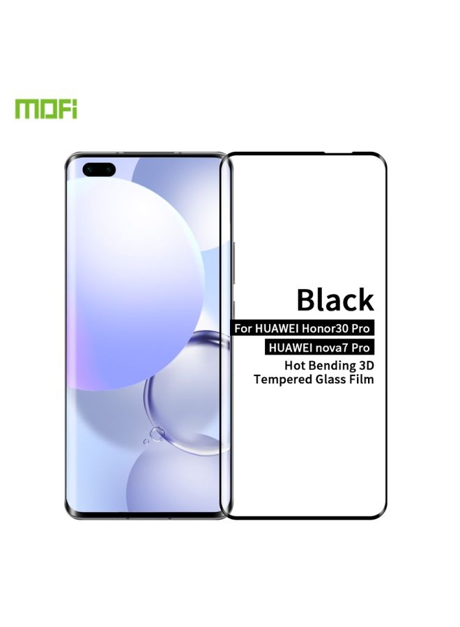 Screen Protector For Huawei Nova 7 Pro /Honor 30 Pro MOFI 9H 3D Explosion Proof Thermal Bending Full Screen Covered Tempered Glass Film(Black)