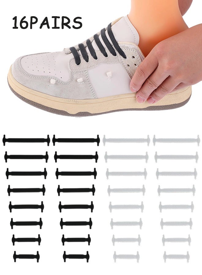 No Tie Stretchy Silicone Shoe Laces, Flat Elastic Lazy Shoelaces, One Size Fits All for Kids & Adults - Image 1