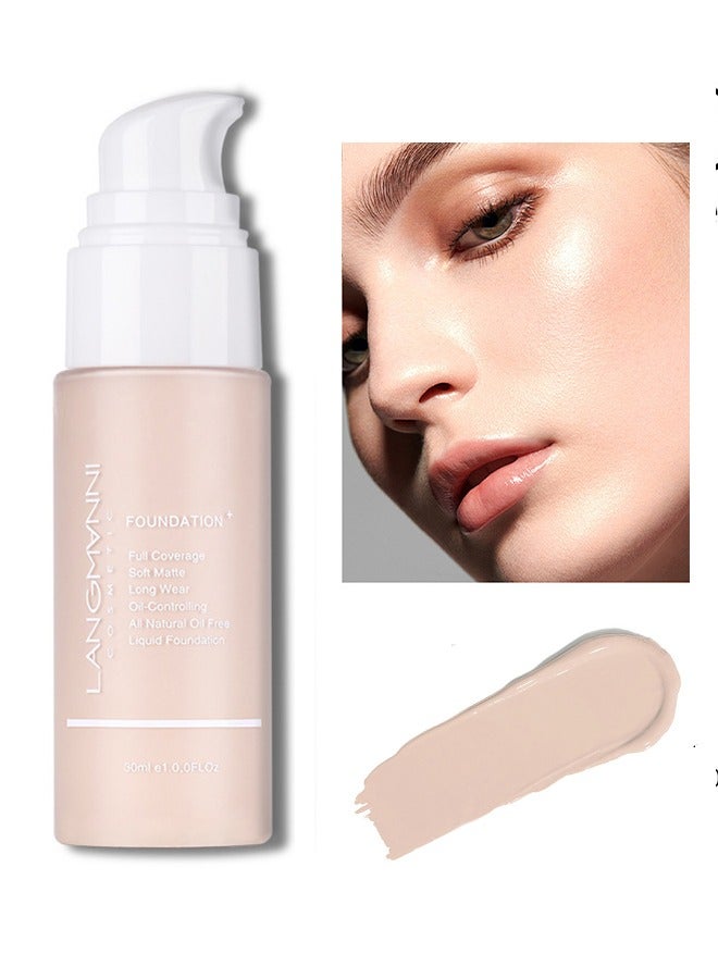 LANGMANNI Liquid Foundation, Waterproof For Oily/Sensitive Skin #02 - Image 1
