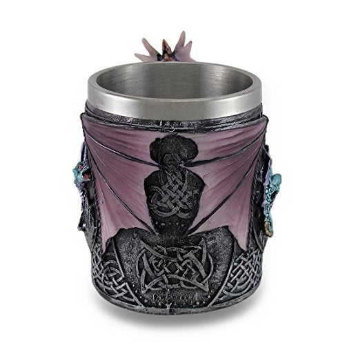 Zeckos Purple Gothic Dragon Decorative Resin and Stainless Steel Tankard/Mug/Pencil Holder Celtic Knot Work Accents 10 Ounces - Image 2