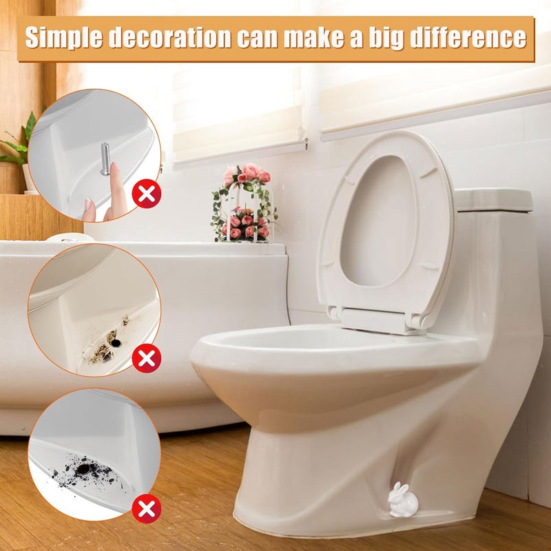 PEUTIER 2PCS Toilet Bolt Covers, Decorative Toilet Screw Covers Cute Hidden Toilet Screw Caps for Bottom of Toilet Fits Most Bolts (Ceramic Rabbit Style) - Image 4