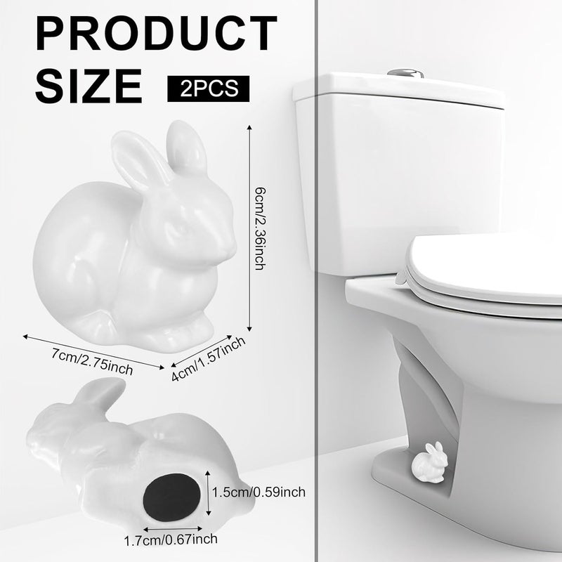 PEUTIER 2PCS Toilet Bolt Covers, Decorative Toilet Screw Covers Cute Hidden Toilet Screw Caps for Bottom of Toilet Fits Most Bolts (Ceramic Rabbit Style) - Image 2
