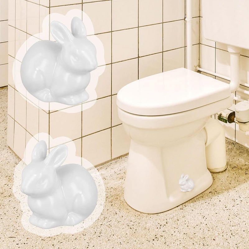 PEUTIER 2PCS Toilet Bolt Covers, Decorative Toilet Screw Covers Cute Hidden Toilet Screw Caps for Bottom of Toilet Fits Most Bolts (Ceramic Rabbit Style) - Image 3