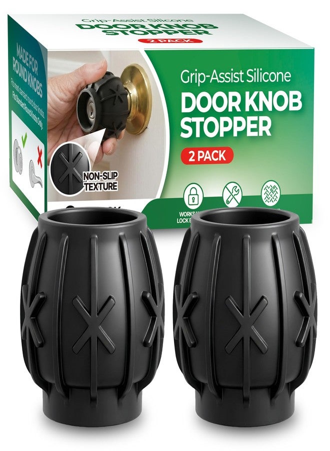 HASHI Door Knob Covers 2 Pack, Non-Slip Silicone Grip Helper, Black - Image 1