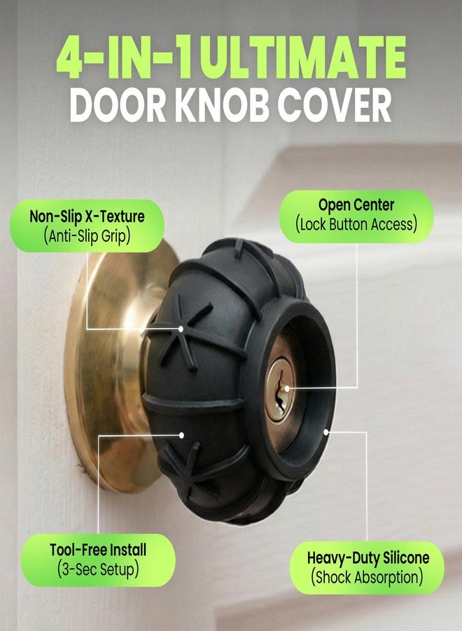 HASHI Door Knob Covers 2 Pack, Non-Slip Silicone Grip Helper, Black - Image 2