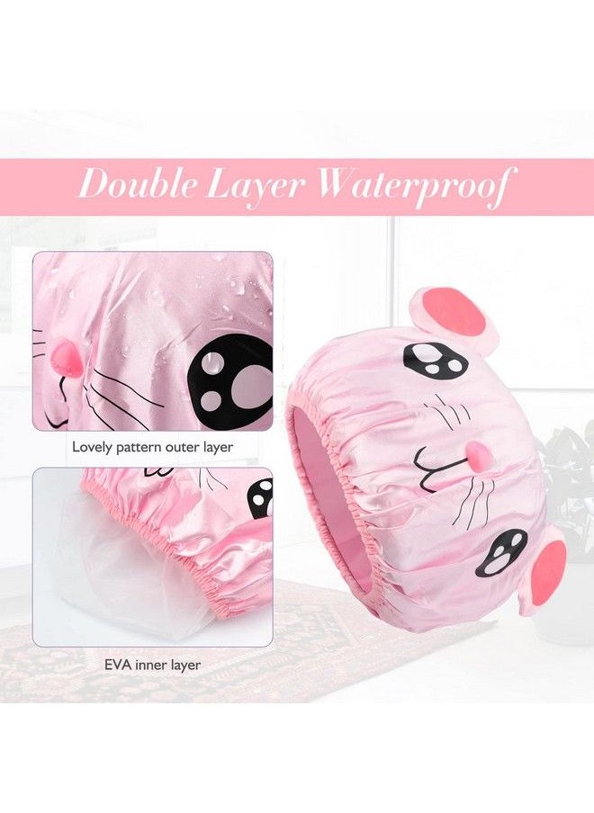 g2plus 2 Pcs Kids Shower Cap Funny Cute Cartoon Bath Hat Waterproof Shower Bath Caps For Boys Or Girls (Grey)  - Image 4