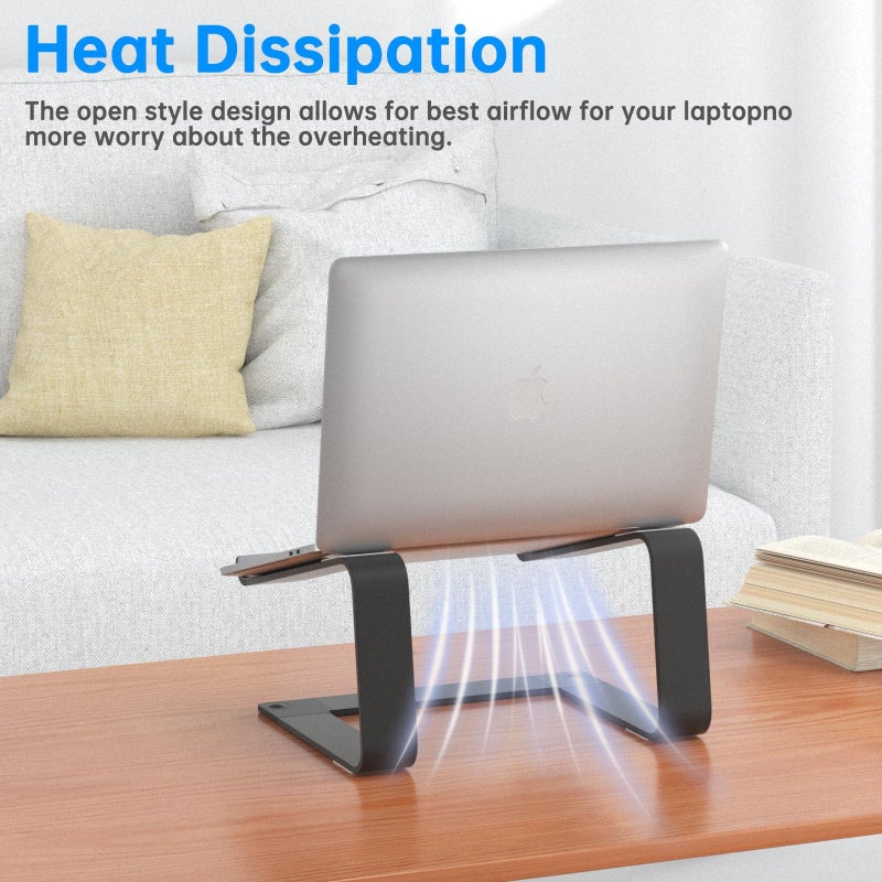 GleYo Laptop Stand for Desk Aluminum Computer Riser Portable Metal Notebook Holder Printer Stand Compatible with MacBook Air, Pro, Dell, HP, Lenovo and All 10-16" Laptops, Black - Image 4
