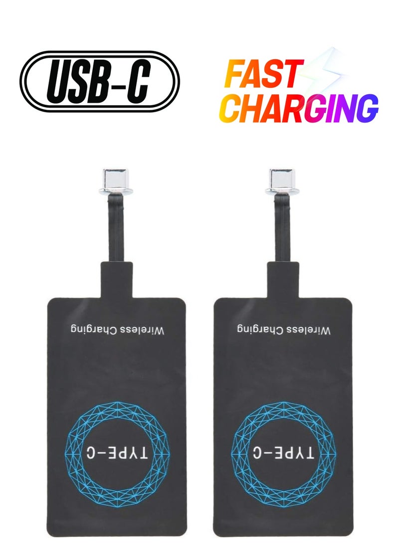 SYOSI 2Pcs Type C Adapter with Fast & Smart Microchip Technology, Magic Tag USB C Wireless Charging Receiver Chip for All Type C Cellphones - Image 1