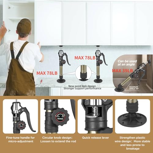 MANQO Cabinet Jacks for Installing Cabinet 3rd Hand Support System Adjustable Support Pole,Extends from 12.60 inch to 23.62 inch,Supports up to 156 lbs for Drywalls 2Pcs Set (Patent Design) - Image 5