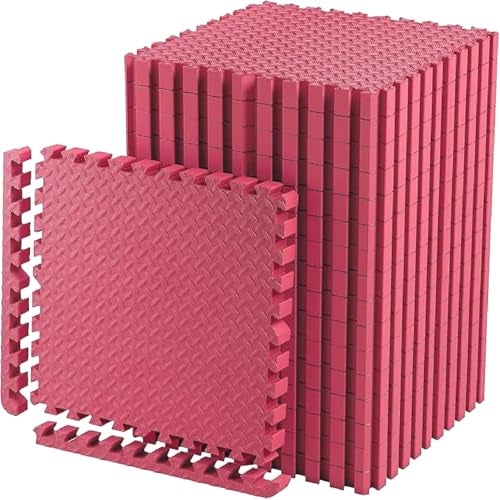 Nasmodo Gym Floor mat Rubber for Heavy Workout Puzzle Floor mats for Home Exercise, Gym Equipment mat Interlocking Eva Foam Flooring Rubber Tiles Yoga, Kid Gym Mats for Floor 25mm(Pink, 12 pcs) - Image 1