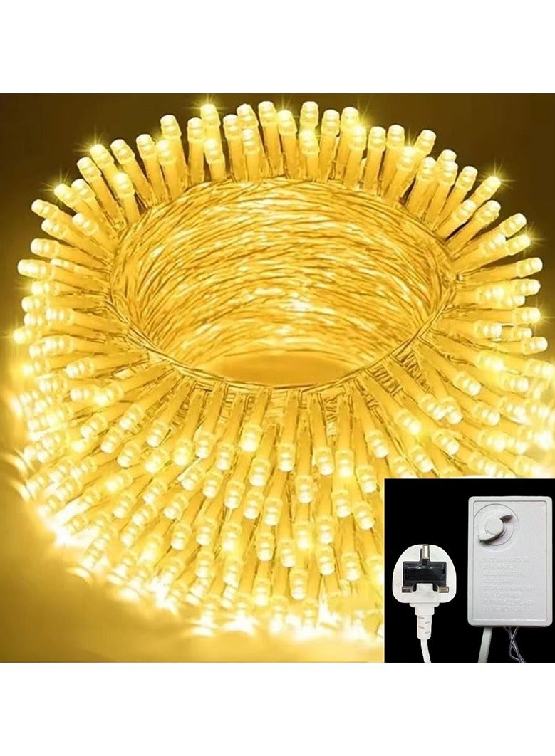 Generic Ramadan Decoration Bulbs Necklace Eid String Lights String Light Strip Wedding Bulbs 50 Meters Yellow Light Rope Work on Electricity 220V  - Image 1