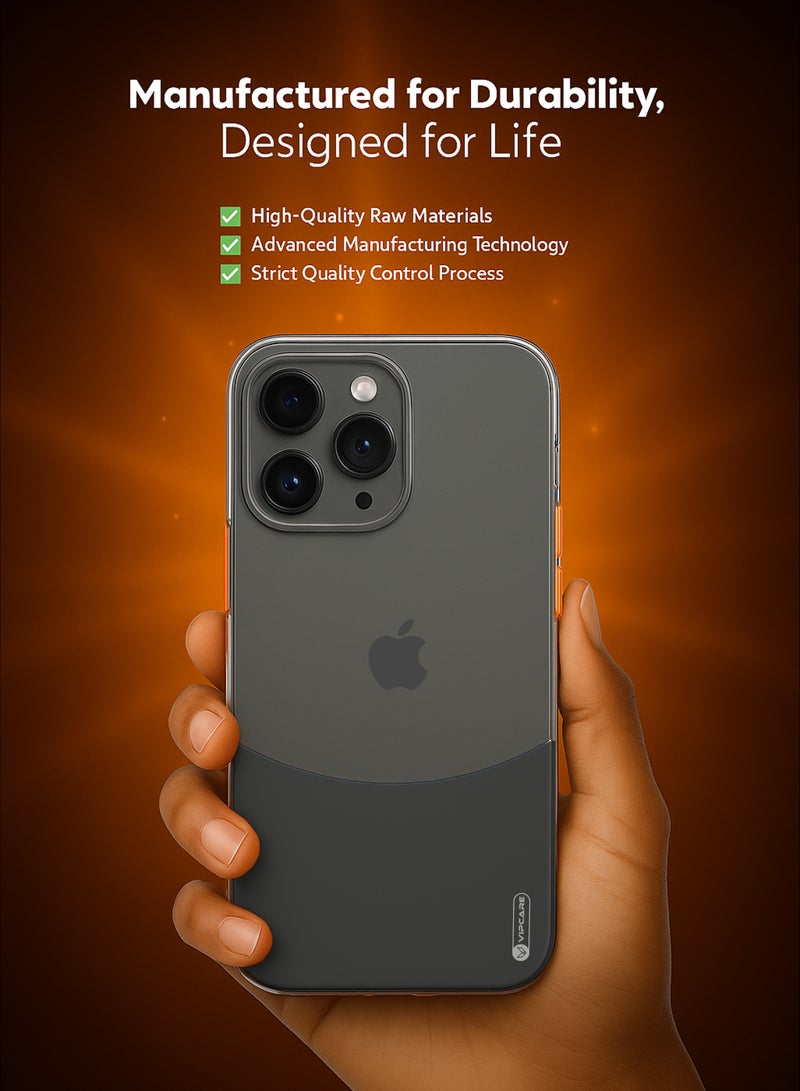 Vipcare iphone 16 pro pc duo case smooth finish iphone 16 phone case anti yellowing protective 16 pro case classic scratch resistant clear iphone case - Image 2