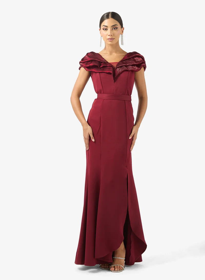 Flared Hem Slit Maxi Dress