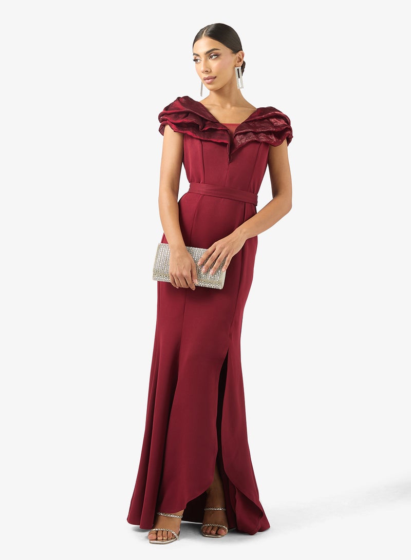 ايرا فستان ماكسي بفتحة وحافة واسعة - Image 4