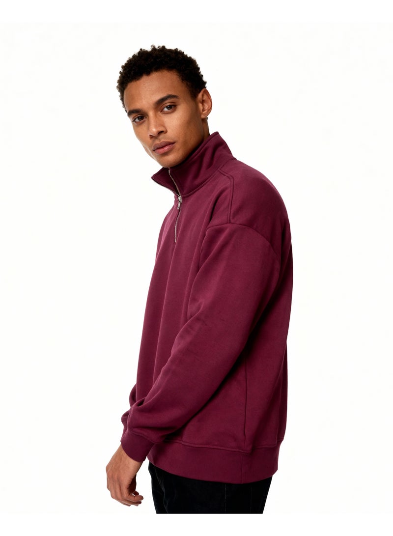 Feathers سويت شيرت رجالي بسوستة ربع أمامية  مصنوع من قطن 100% لفصل الشتاء بأكمام طويلة - Image 3