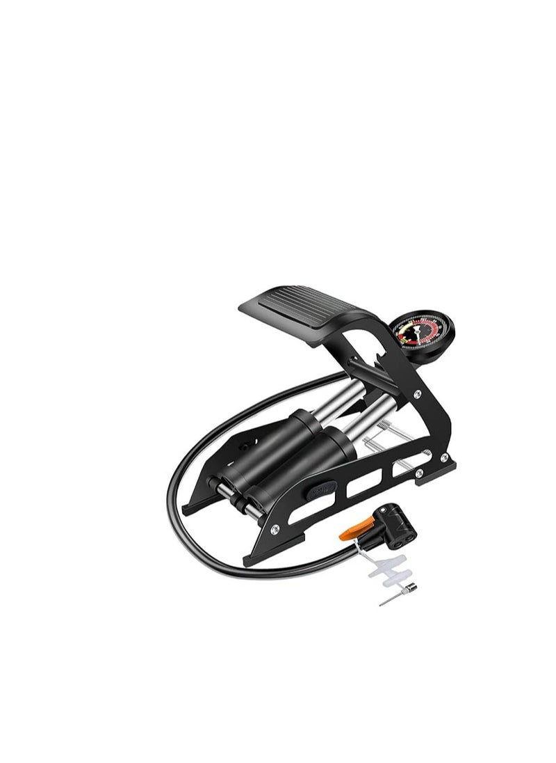 AQSON Double Barrel Bike Floor Foot Pump,Portable Air Pump Inflator Pump with 160PSI Precision Pressure Gauge Fits Presta Schrader and Deutschland Valve for Bicycle,Ball,Scooter,Car,Toys Inflatable  - Image 1