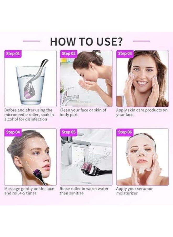 Derma Roller Needles 540 Titanium Microneedle Roller for Face Skin Rejuvenation Anti-Wrinkle Anti-Aging Skin Rejuvenation Hair Loss Acne Scars Stretch Marks, Multicolor (0.5) - Image 4