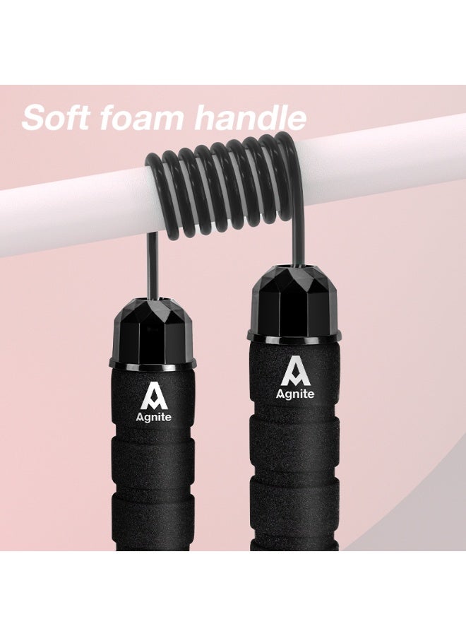 Deli Agnite Pro Weighted Jump Rope – Adjustable 3m Steel Wire Skipping Rope with Foam Handles for CrossFit, Boxing, HIIT & Home Workouts ( Black) - Image 4