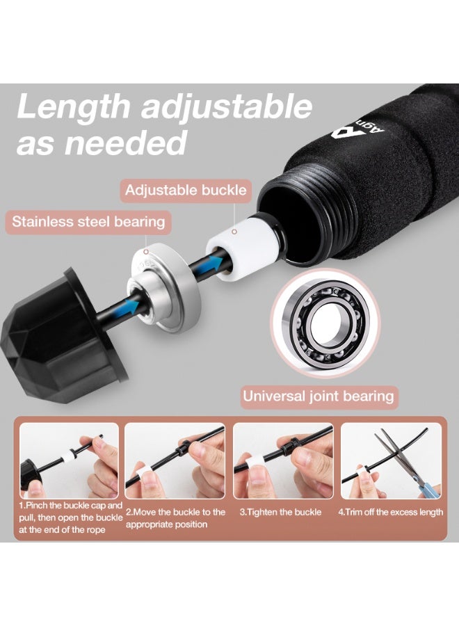 Deli Agnite Pro Weighted Jump Rope – Adjustable 3m Steel Wire Skipping Rope with Foam Handles for CrossFit, Boxing, HIIT & Home Workouts ( Black) - Image 3