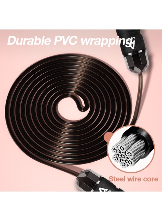 Deli Agnite Pro Weighted Jump Rope – Adjustable 3m Steel Wire Skipping Rope with Foam Handles for CrossFit, Boxing, HIIT & Home Workouts ( Black) - Image 2