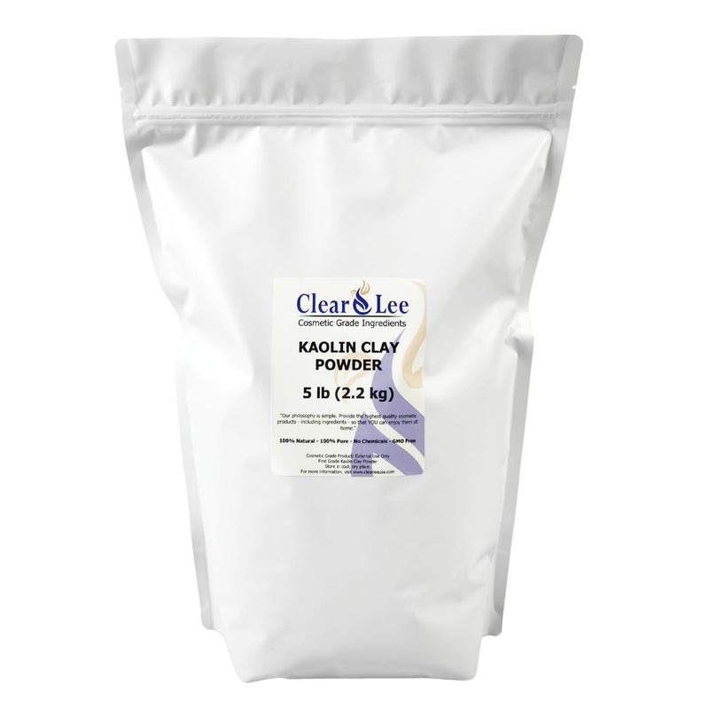 Kaolin Clay Cosmetic Grade Powder  100 Pure Natural Powder  Great For Skin Detox Rejuvenation and More  Heal Damaged Skin  DIY Clay Face Mask 5 LB