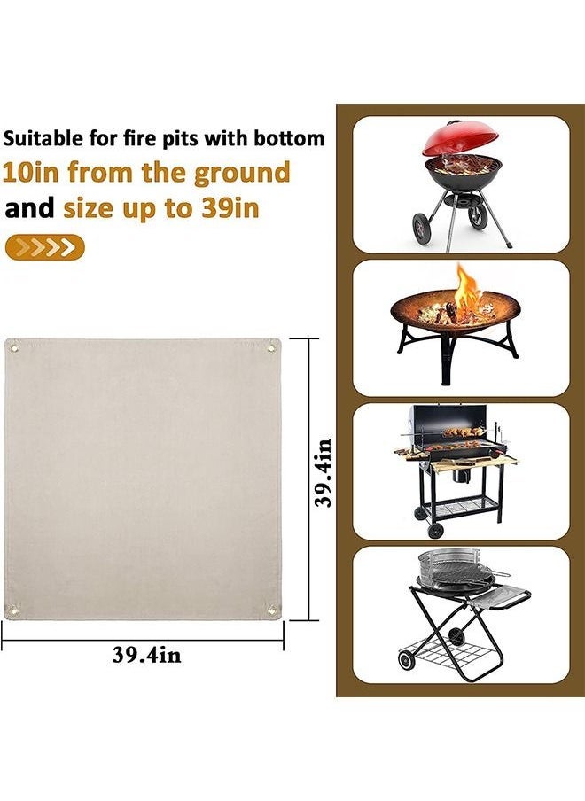 Arabest - Fireproof Stove Grill Mats,39×39 Fire Pit Mat, Blanket for Wood Deck Insulation, Camping Bbq Temperature Resistant Rugs, Accessories for Outside Indoor Lawn Protection - Image 1