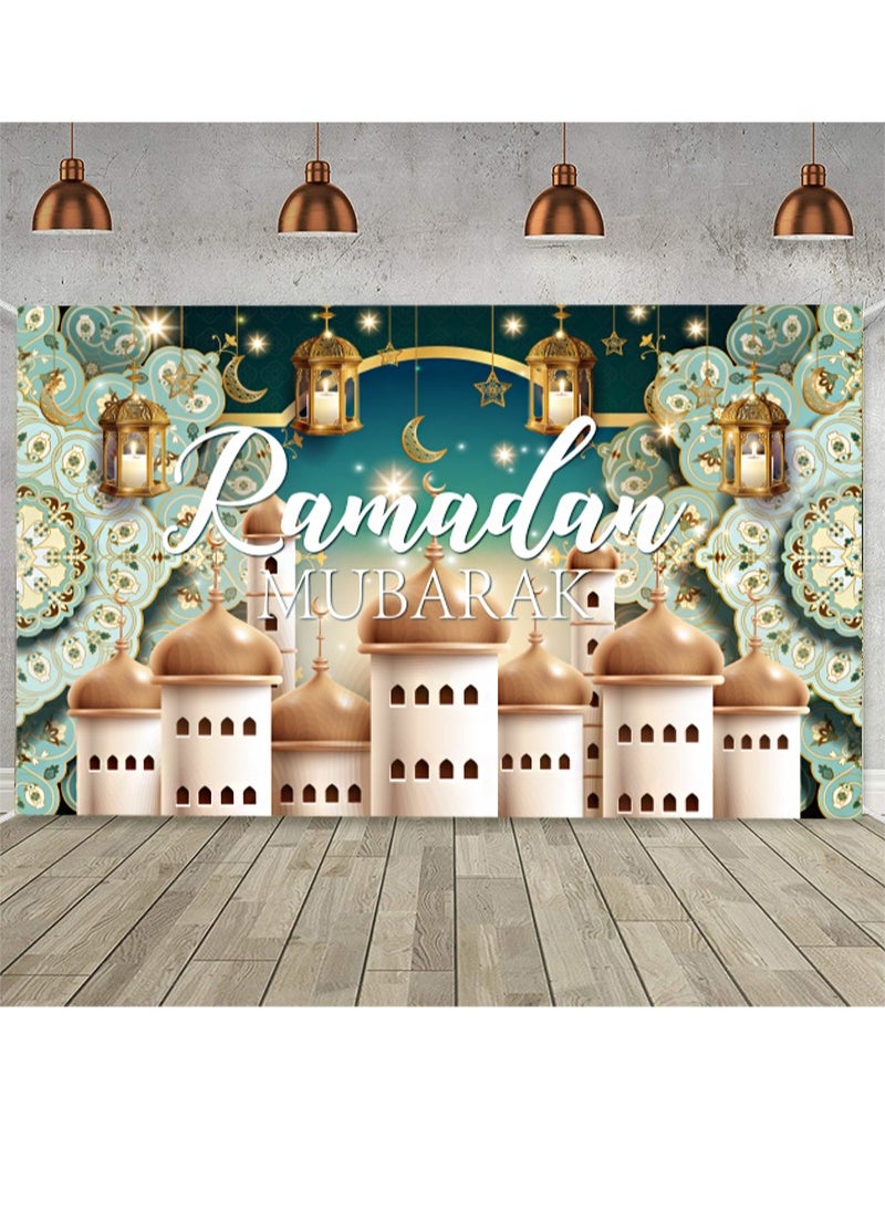 Aikanbo - Ramadan Mubarak Banners,Eid Mubarak Party Decoration Banner,Background Eid Mubarak Banner,Large Ramadan Mubarak Banner for Muslim and Eid Mubarak-180 x 110 cm - Image 1
