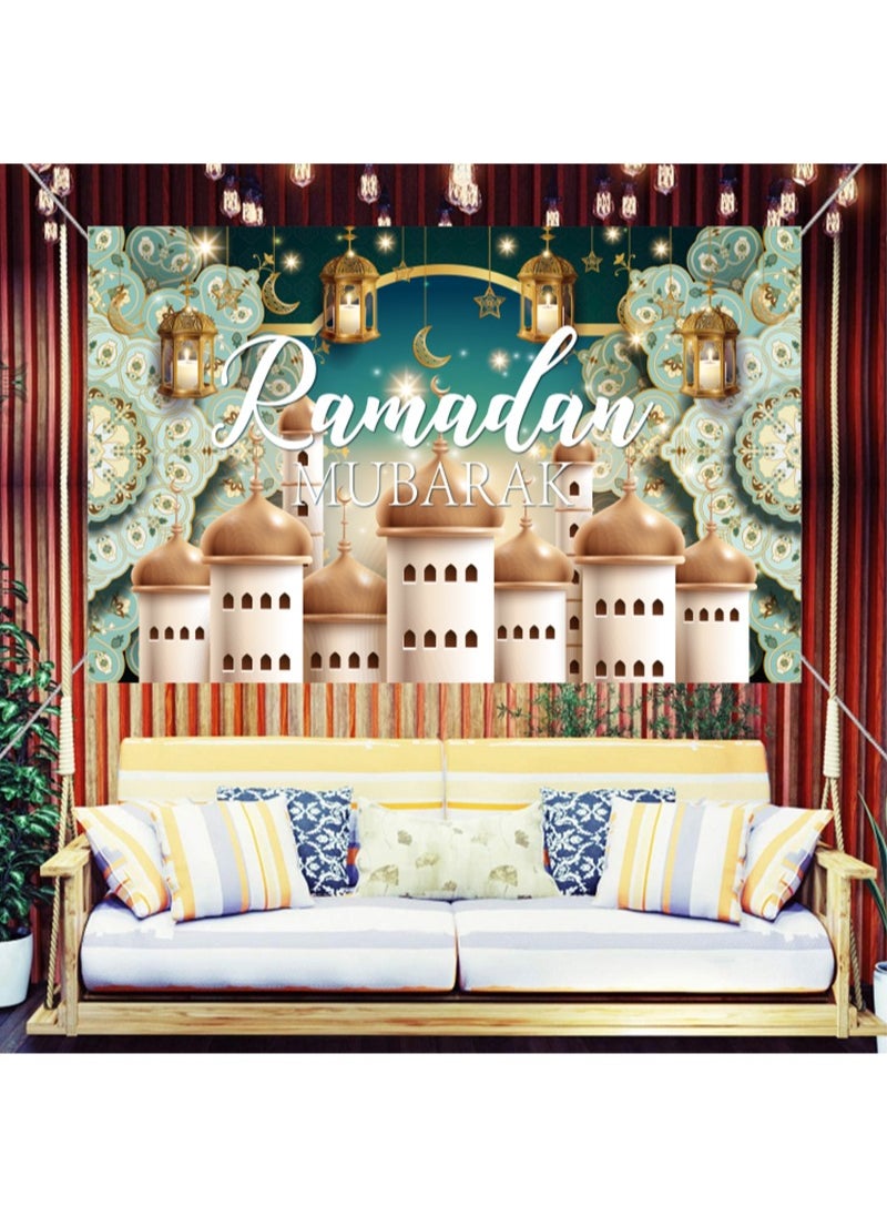 Aikanbo - Ramadan Mubarak Banners,Eid Mubarak Party Decoration Banner,Background Eid Mubarak Banner,Large Ramadan Mubarak Banner for Muslim and Eid Mubarak-180 x 110 cm - Image 1