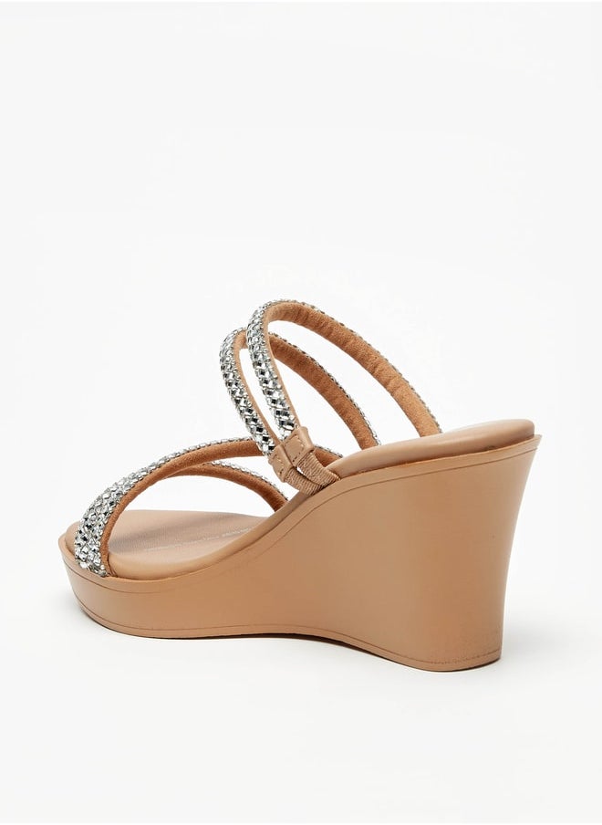 Celeste - Women's Embellished Slip-On Sandals with Wedge Heels - Image 1