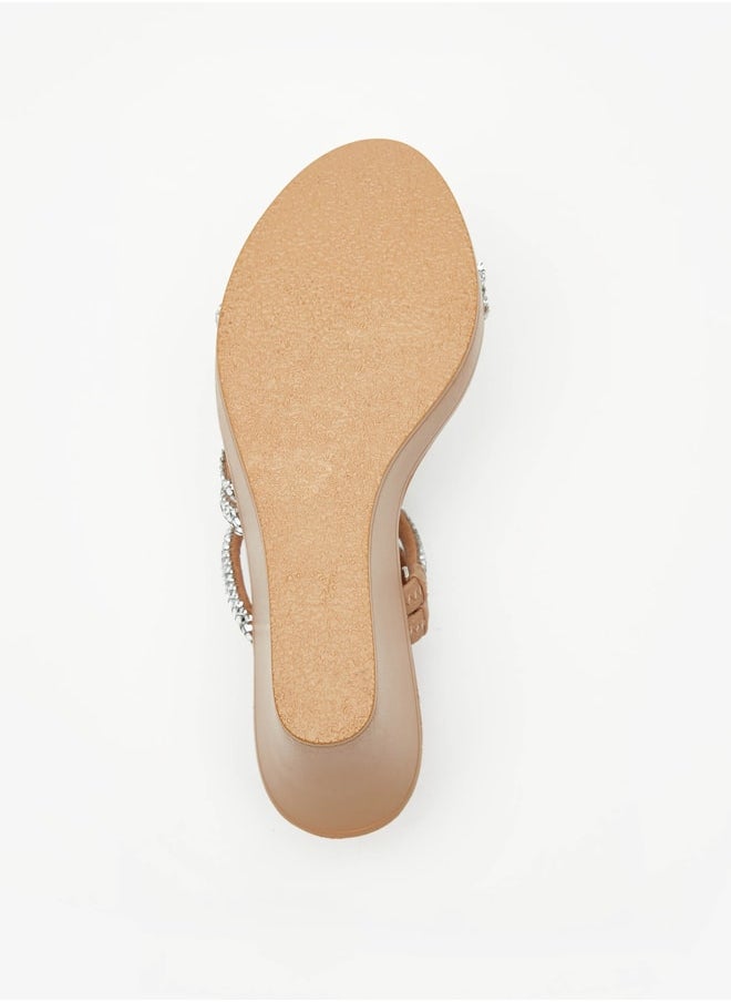 Celeste - Women's Embellished Slip-On Sandals with Wedge Heels - Image 1
