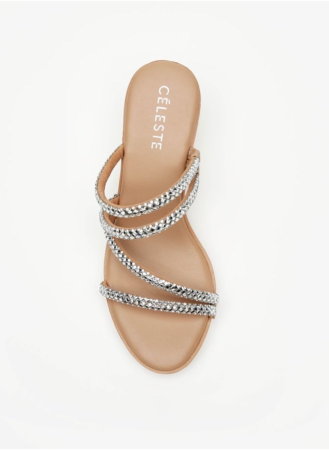 Celeste - Women's Embellished Slip-On Sandals with Wedge Heels - Image 1
