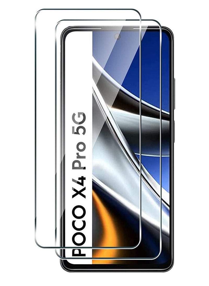 Super 2 Pieces Tempered Glass Screen Protector Clear Designed For Xiaomi Poco X4 Pro Full Screen Coverage And Bubble Free - Image 1