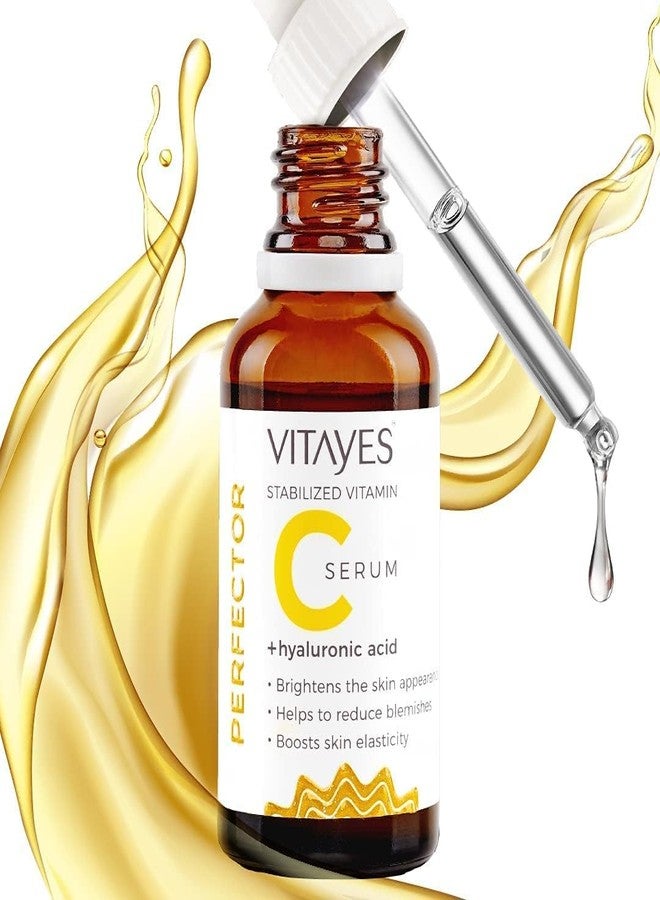 VITAYES Vitamin C Face Serum Anti Aging Serum with Hyaluronic Acid Skin Hydrating & Brightening for Dark Spots, Fine Lines and Wrinkles 1 Oz. - Image 1